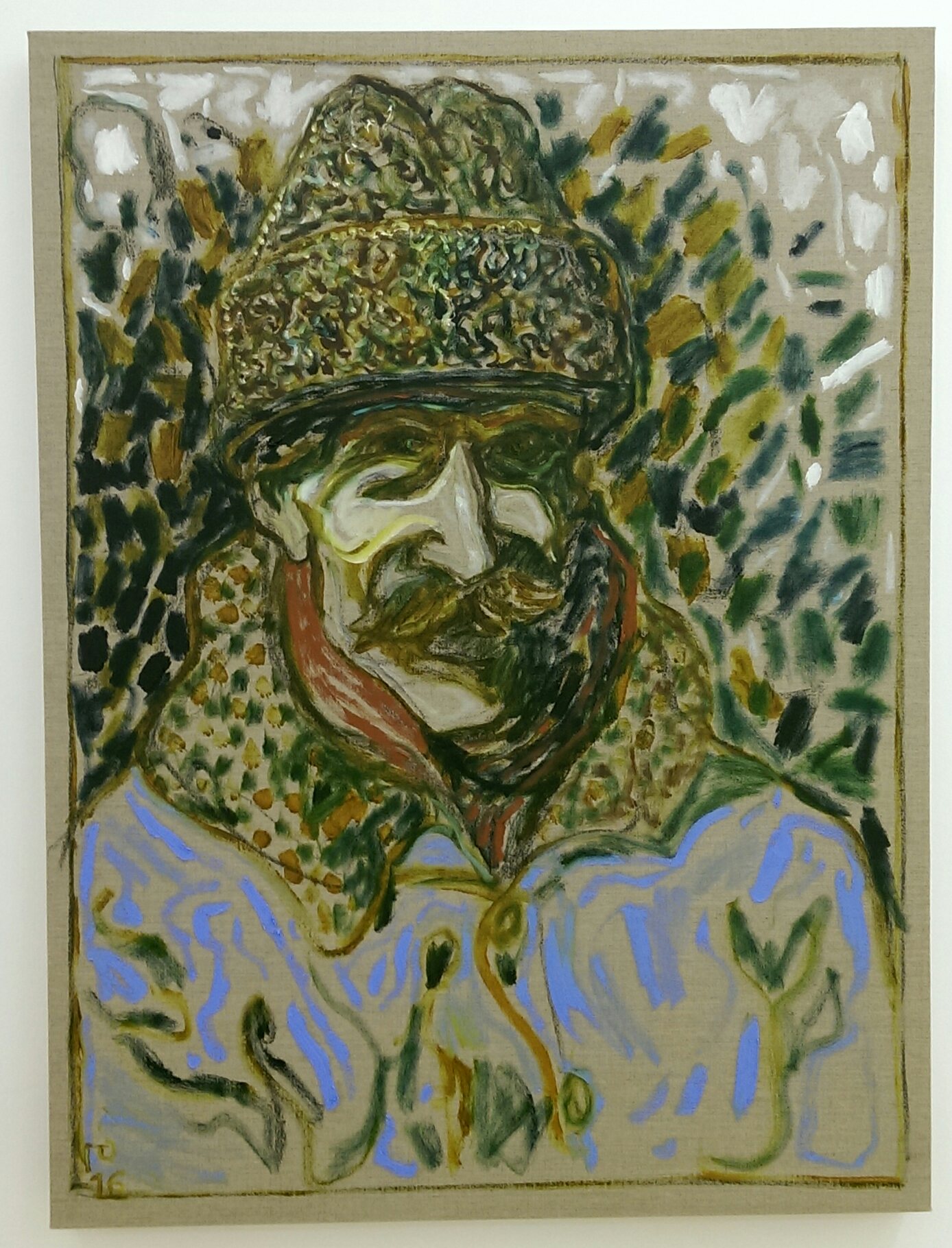 in astrakhan hat